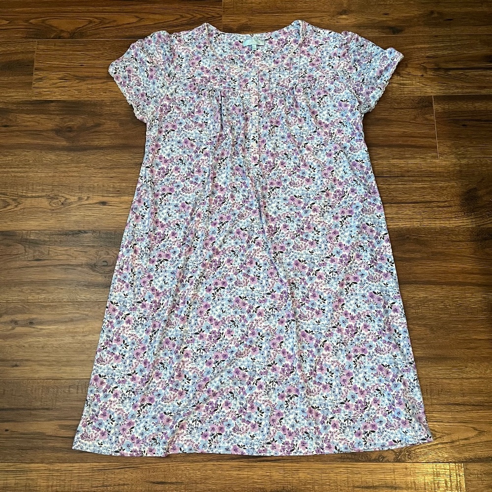 Vintage Y2K Womens Short Sleeve Nightgown Dress Floral Lace Cottagecore Coquette